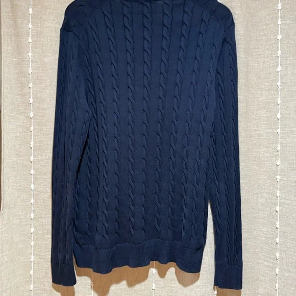 Brooks Brothers Navy Blue Cable Knit Crewneck Sweater - Picture 4 of 4